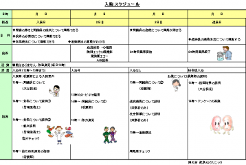 入院スケジュール